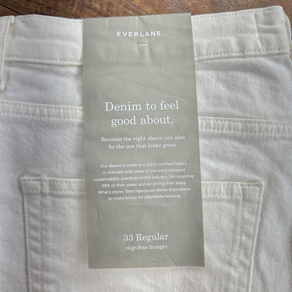 Everlane Jeans Womens 33 90sCheeky Straight Jean High Rise Straight Regular Bone - Picture 2 of 8